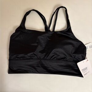 NWT Lululemon Energy Longline Bra Satin Shine Black Size 8 $52